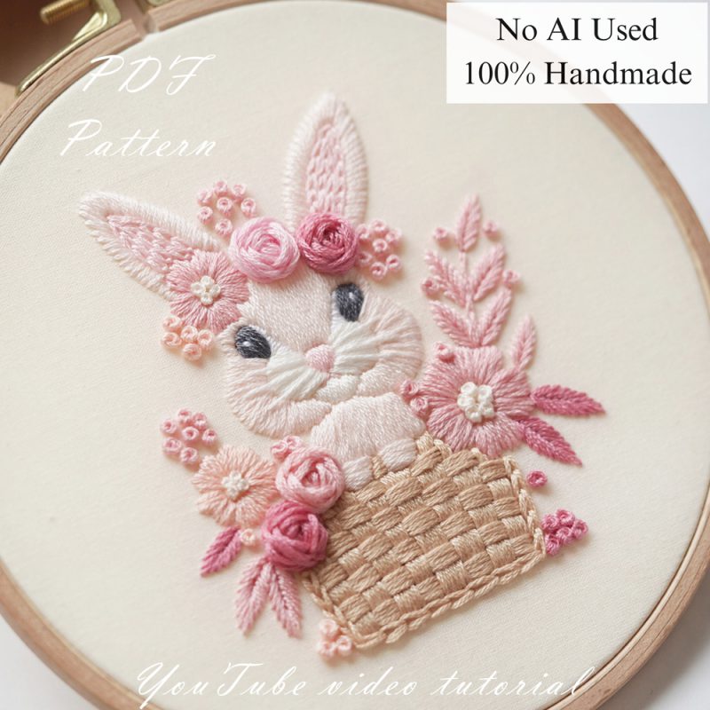 Pink bunny-embroidery