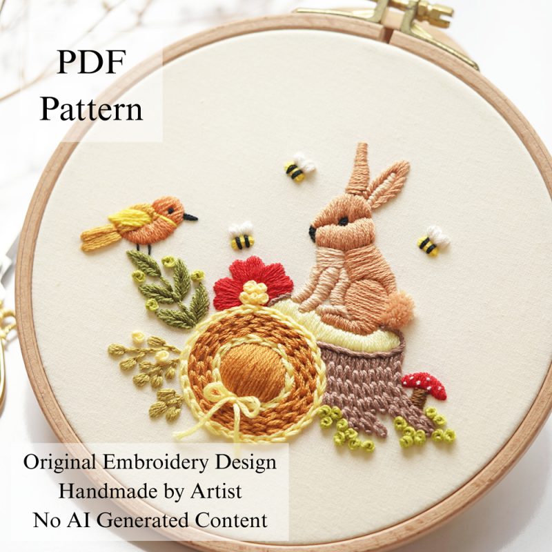Rabbit in the jungle-embroidery