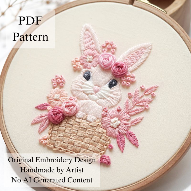 Pink bunny-embroidery