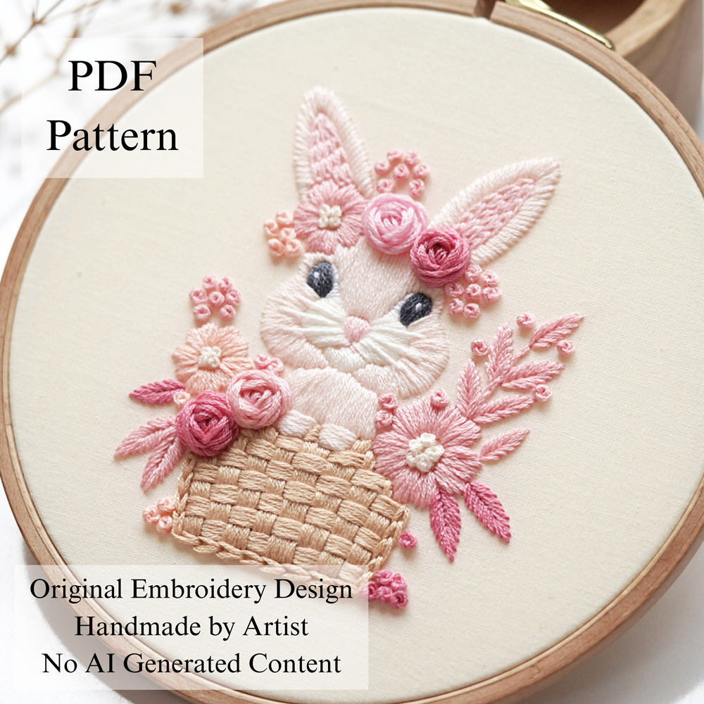 Pink bunny-embroidery