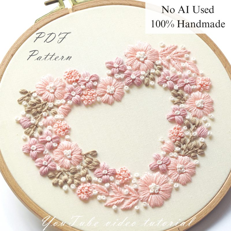 Floral heart-embroidery
