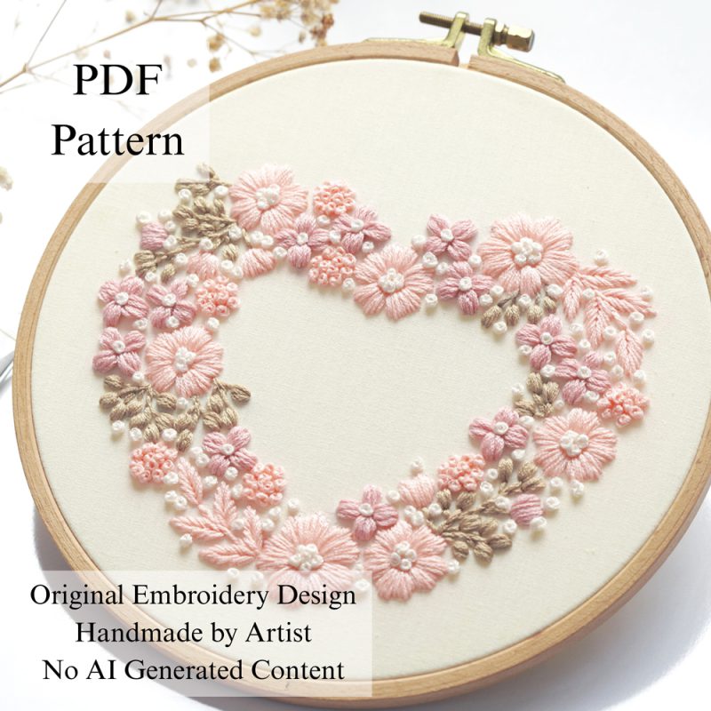 Floral heart-embroidery