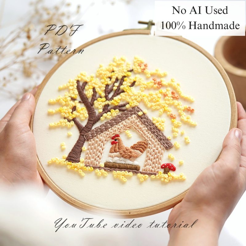 Spring village-embroidery