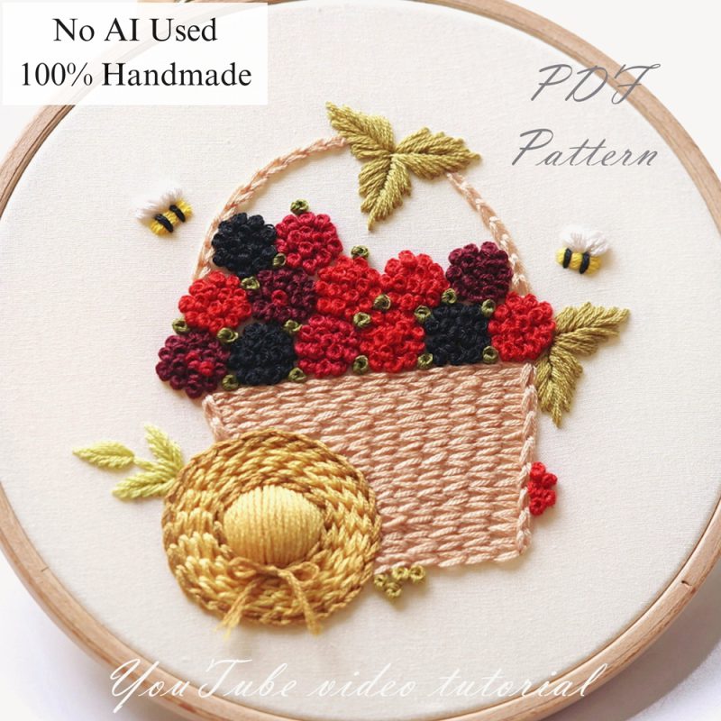 Raspberry basket-embroidery