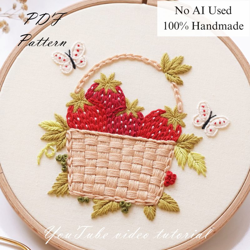 Strawberry basket-embroidery