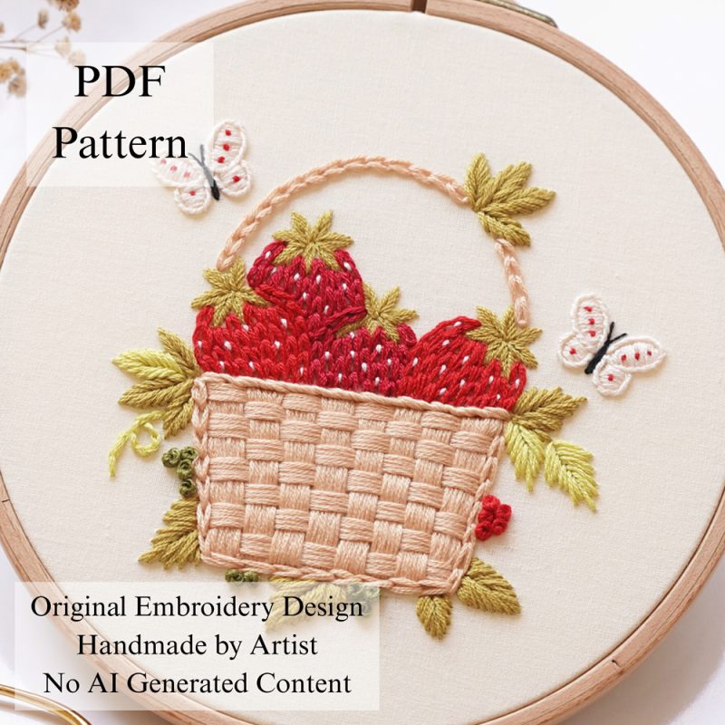 Strawberry basket-embroidery