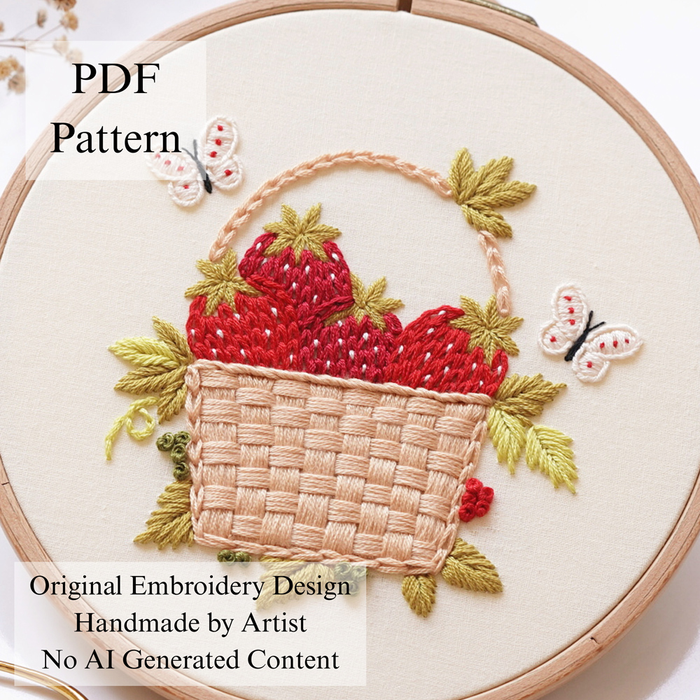 Strawberry basket-embroidery