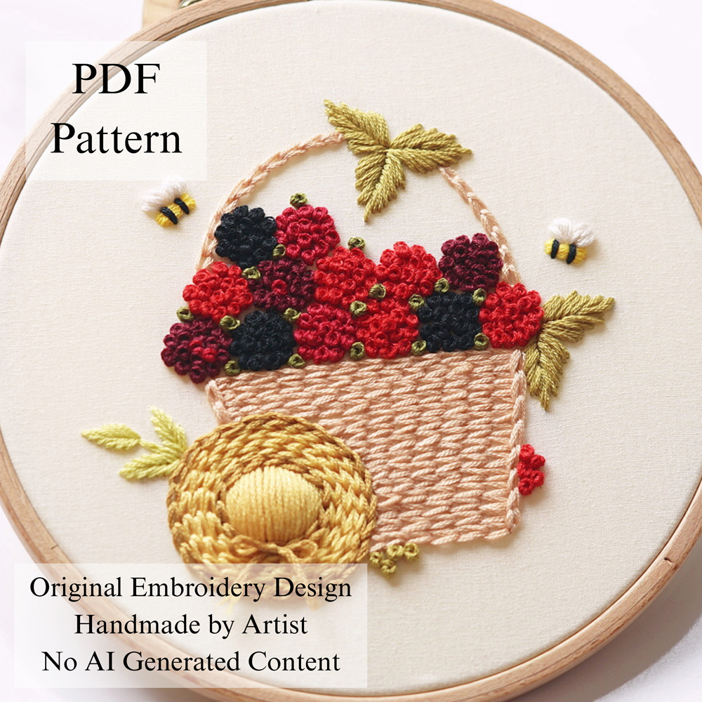 Raspberry basket-embroidery