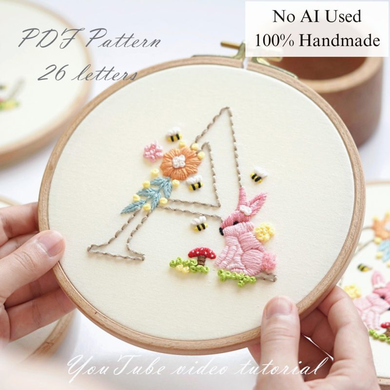 Alphabet-Rabbit-embroidery