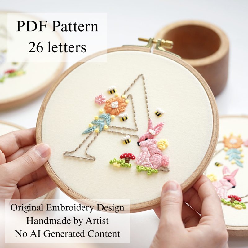 Alphabet-Rabbit-embroidery