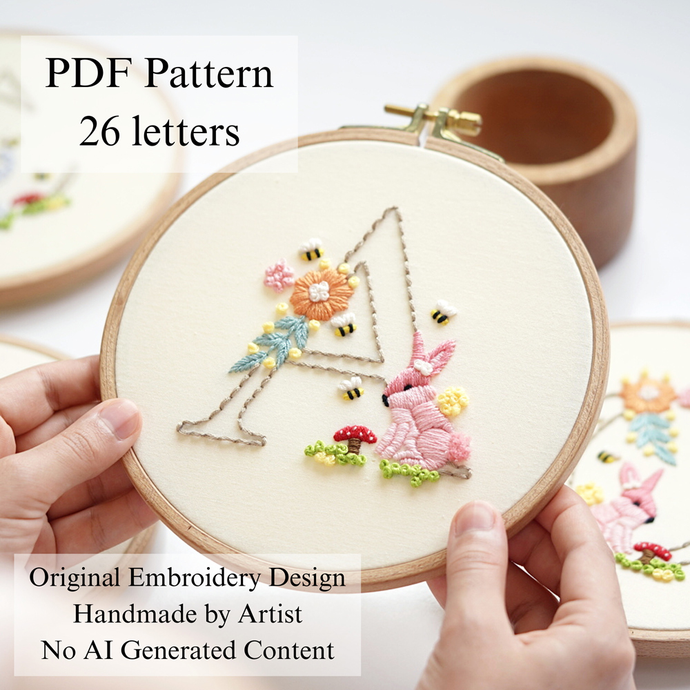 Alphabet-Rabbit-embroidery