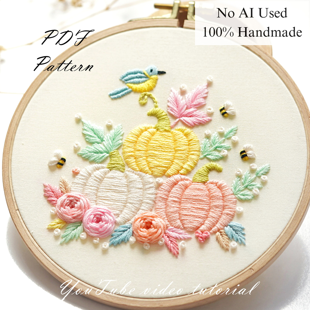 Pastel pumpkins-embroidery