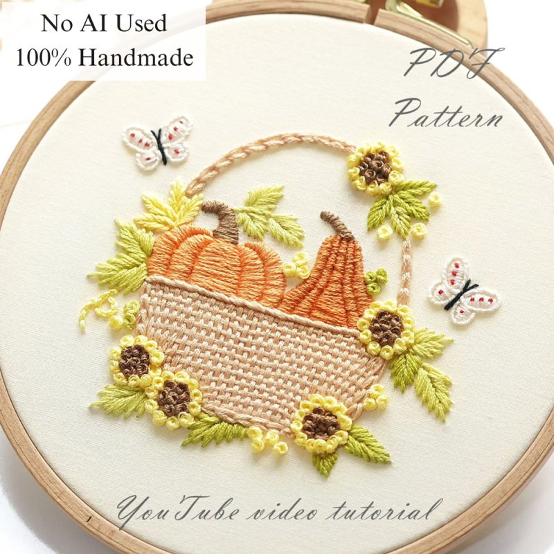 Pumpkin basket-embroidery