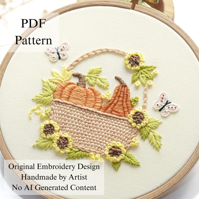 Pumpkin basket-embroidery
