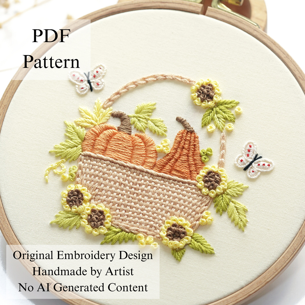 Pumpkin basket-embroidery