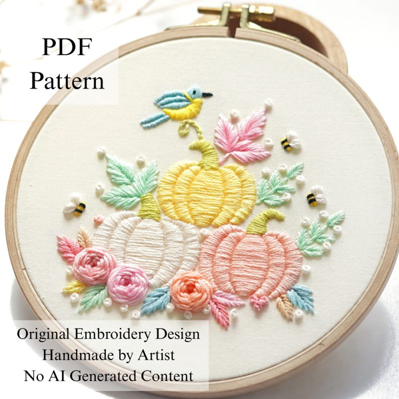 Pastel pumpkins-embroidery