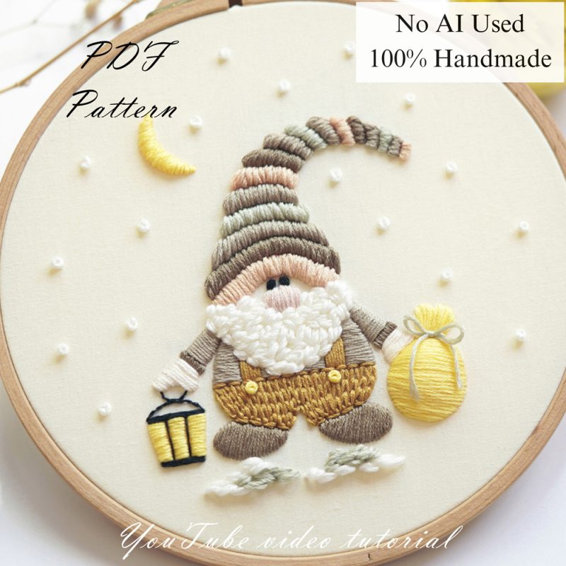 Snowy night-embroidery