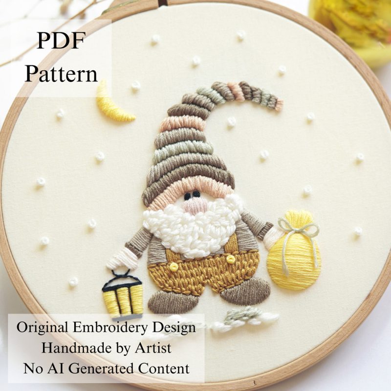 Snowy night-embroidery