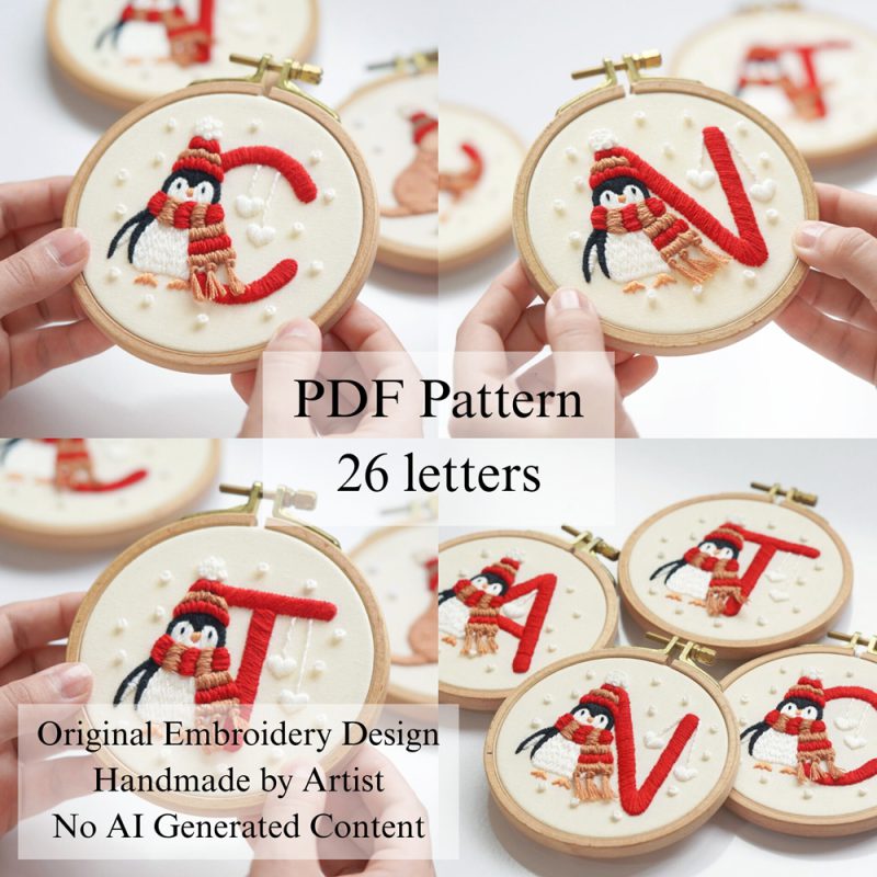Alphabet-Penguin-embroidery