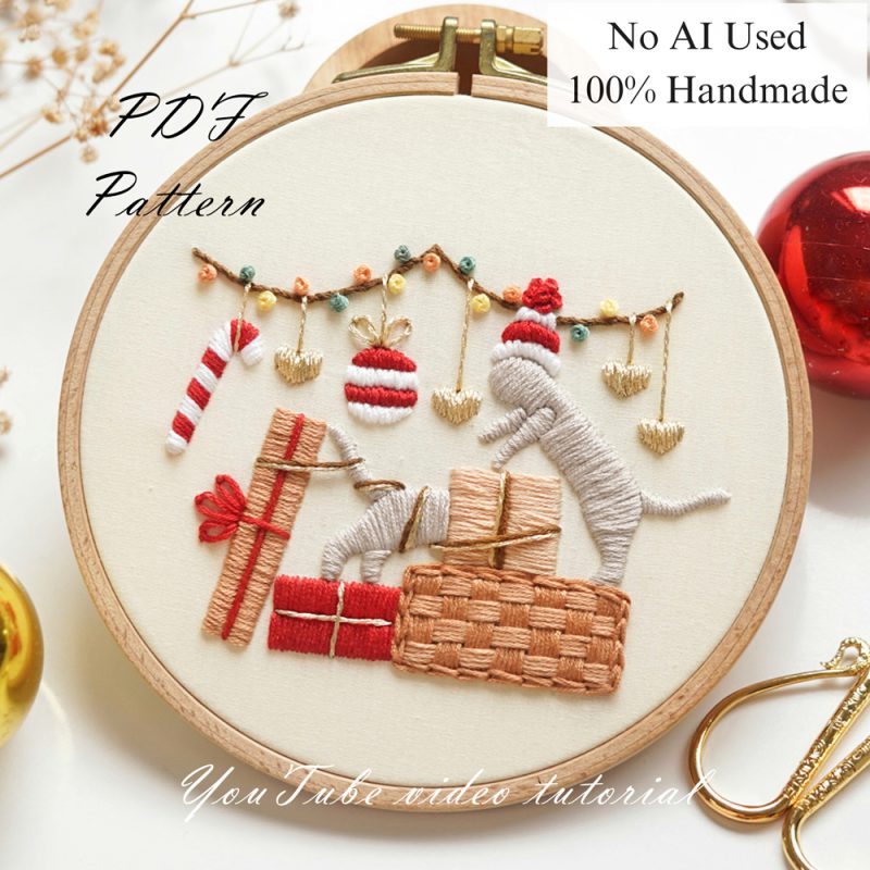 Christmas cats-embroidery