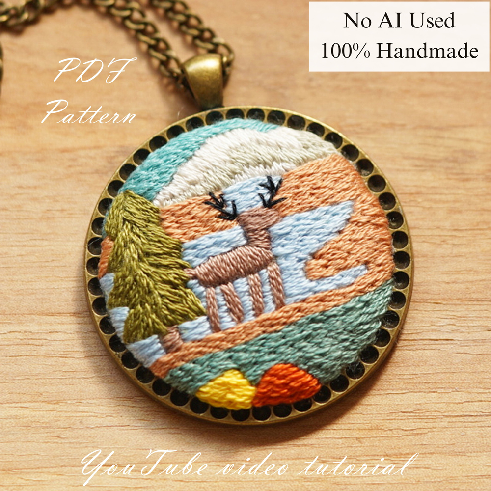 Embroidered necklace-Cold mountain-embroidery