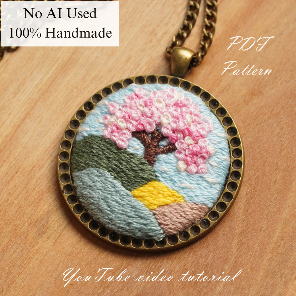Embroidered necklace-Tree of life-embroidery