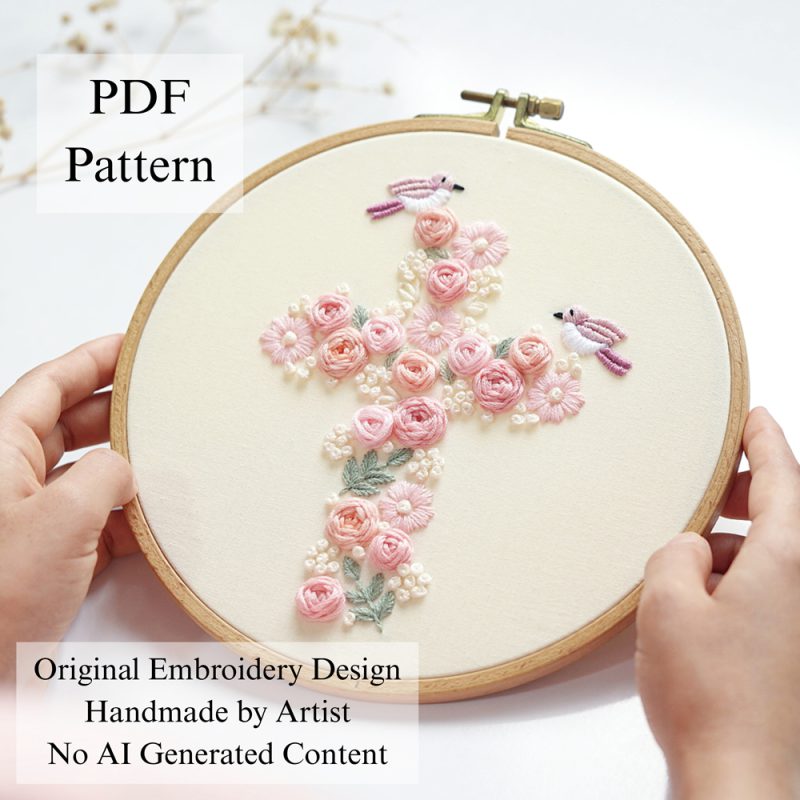 Blossoming cross-embroidery