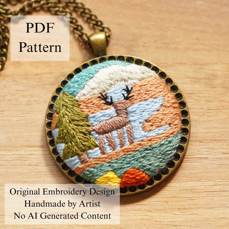 Embroidered necklace-Cold mountain-embroidery