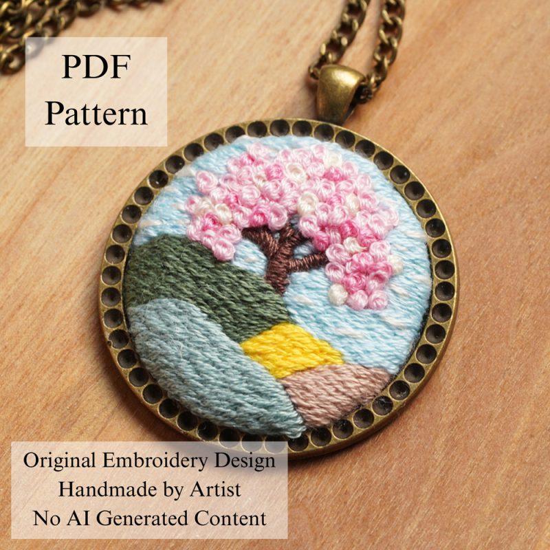 Embroidered necklace-Tree of life-embroidery