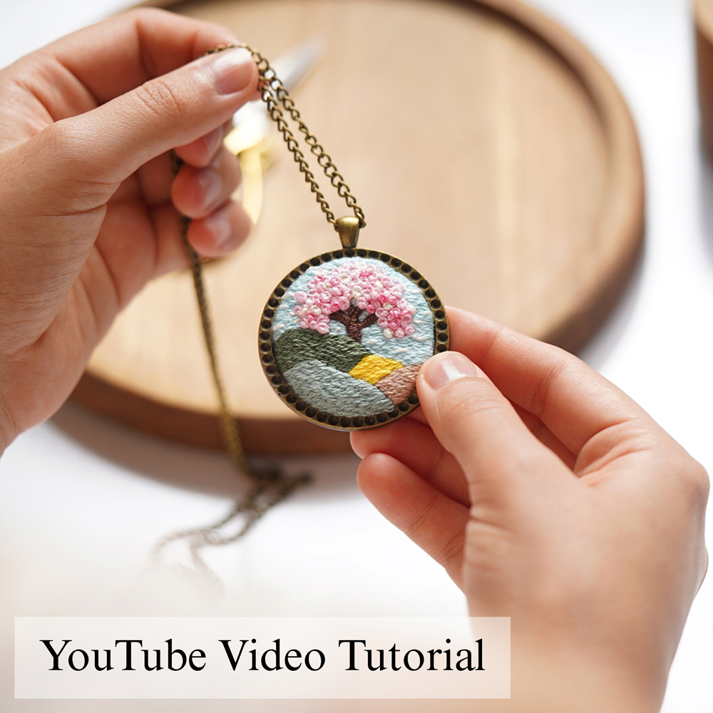 Embroidered necklace-Tree of life