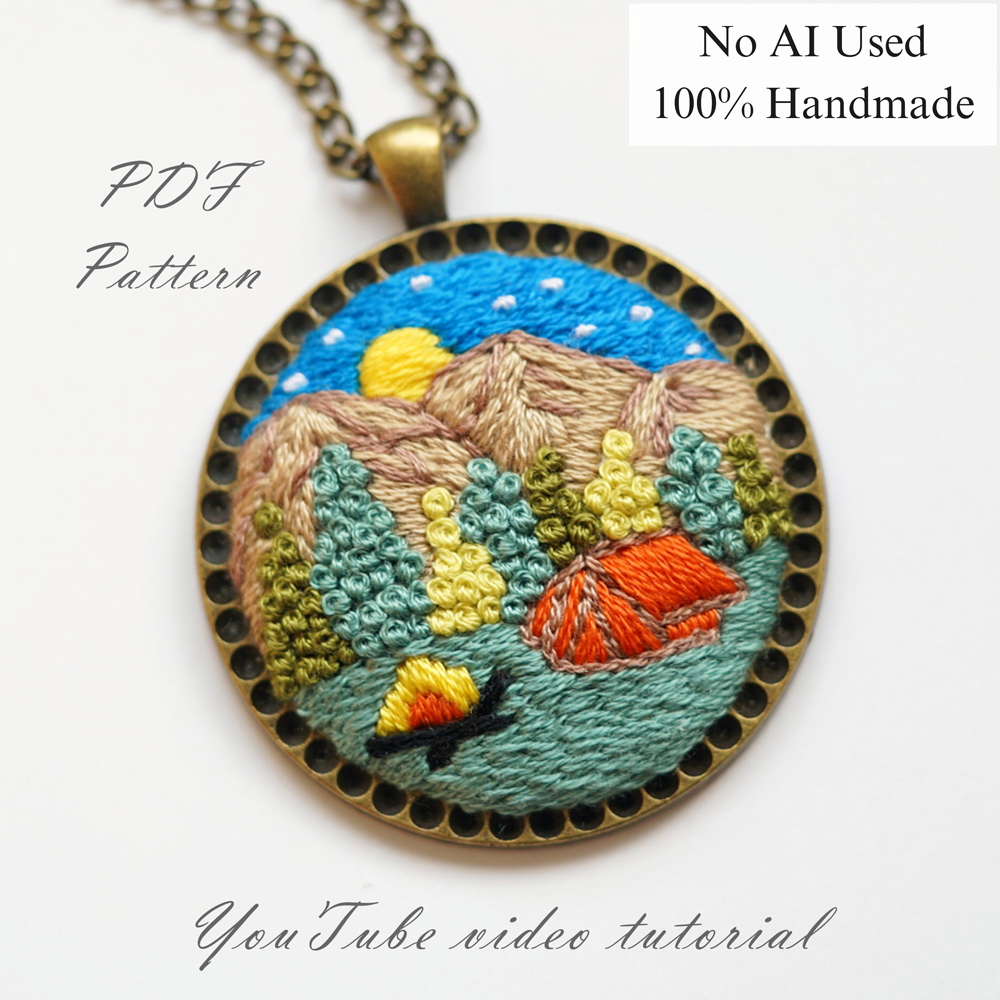 Embroidered necklace-Midnight in stars-embroidery