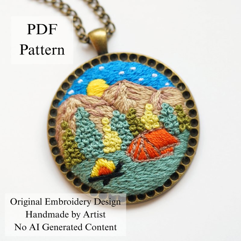 Embroidered necklace-Midnight in stars-embroidery