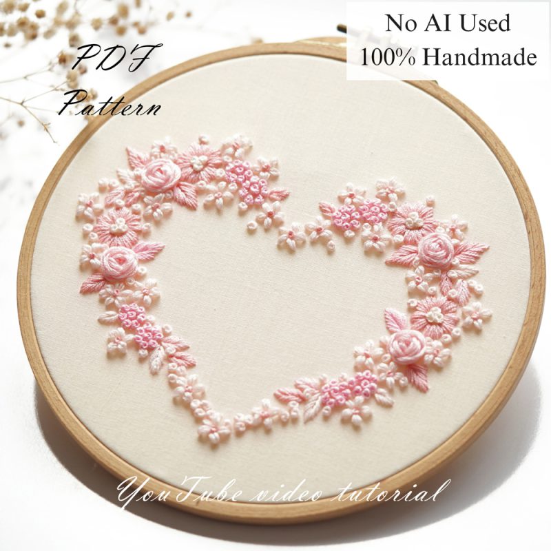 Blossoming heart-embroidery