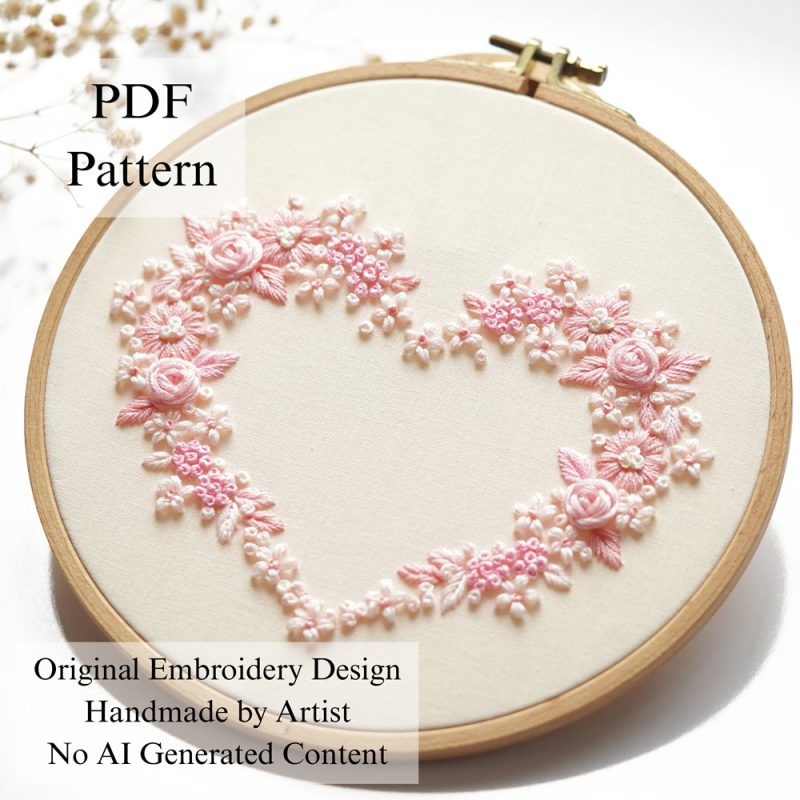 Blossoming heart-embroidery
