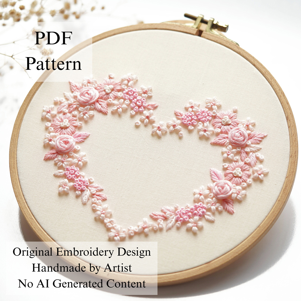 Blossoming heart-embroidery