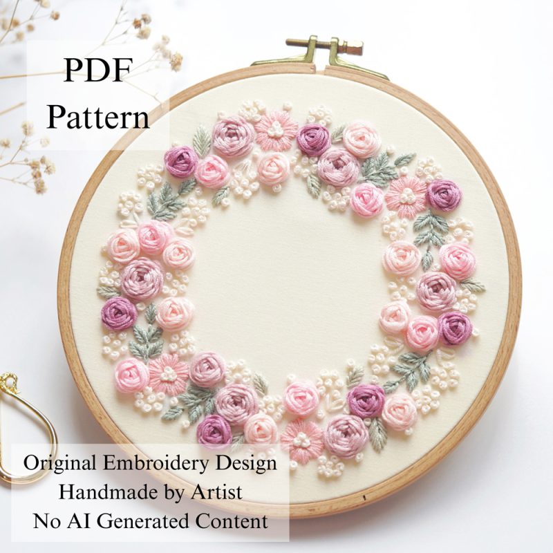 Floral wreath-embroidery