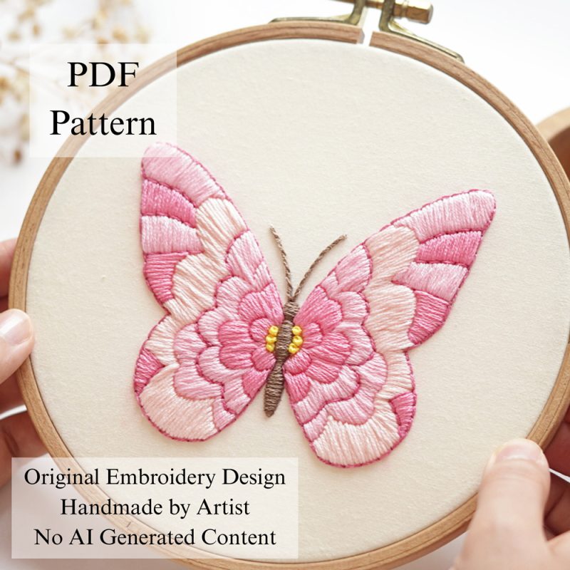 Free pattern-Floral butterfly-embroidery