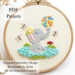 Elephant and ball-embroidery