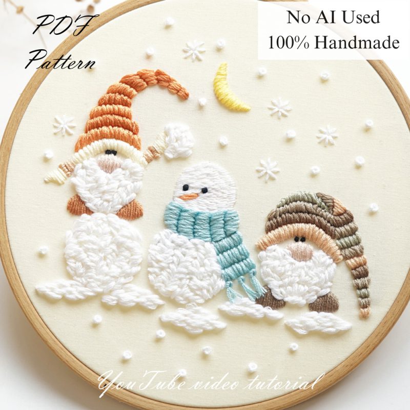 Gnomes and snowman-embroidery