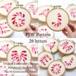 Alphabet-Berry candy cane embroidery