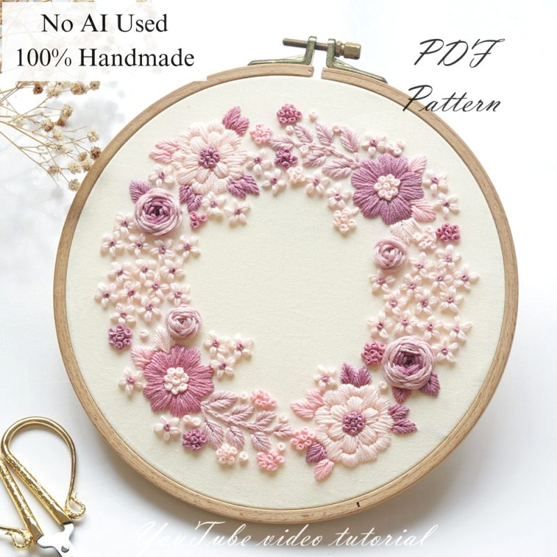 Lilac wreath-embroidery