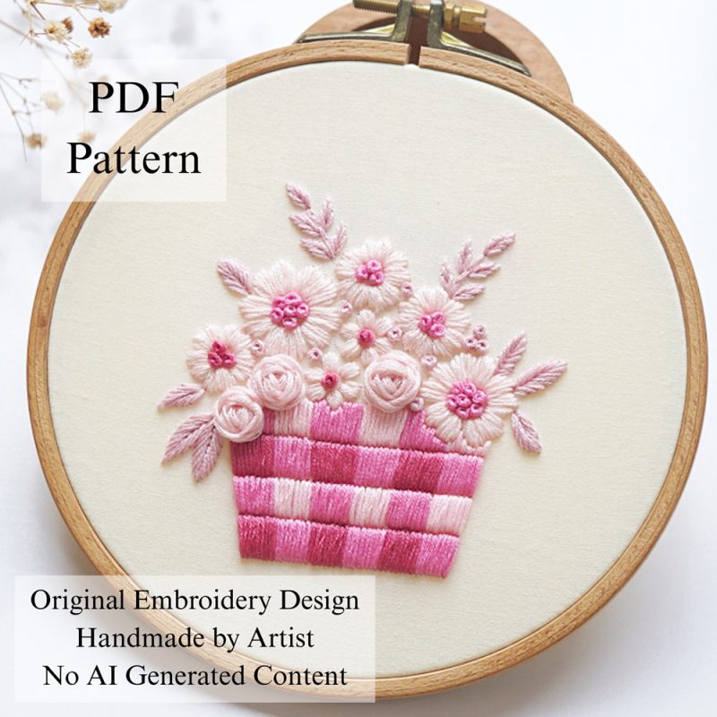Floral basket embroidery