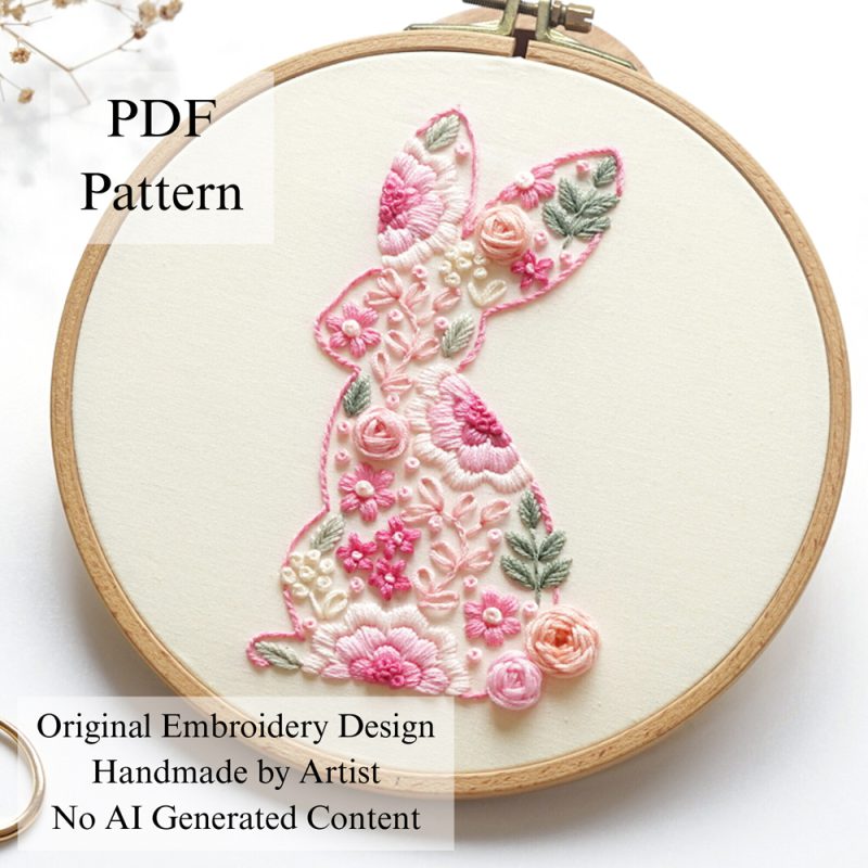 Floral bunny embroidery