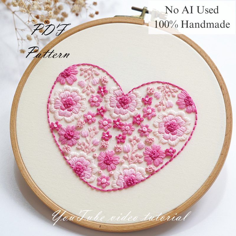 My pink heart-embroidery