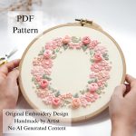 Soft pink wreath-embroidery