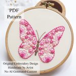 Butterfly-Pink floral-embroidery