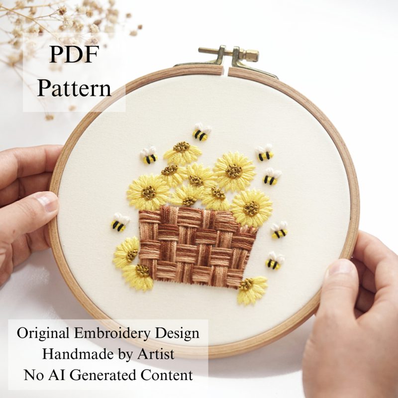 Sunflower basket embroidery