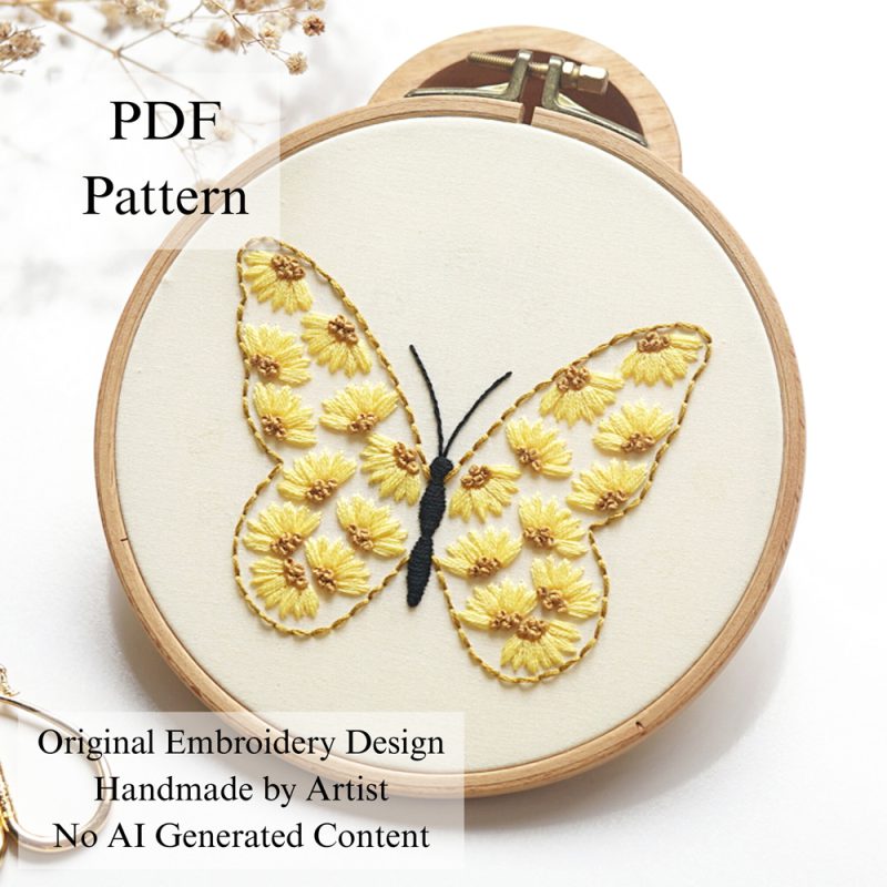 Butterfly-Sunflower embroidery
