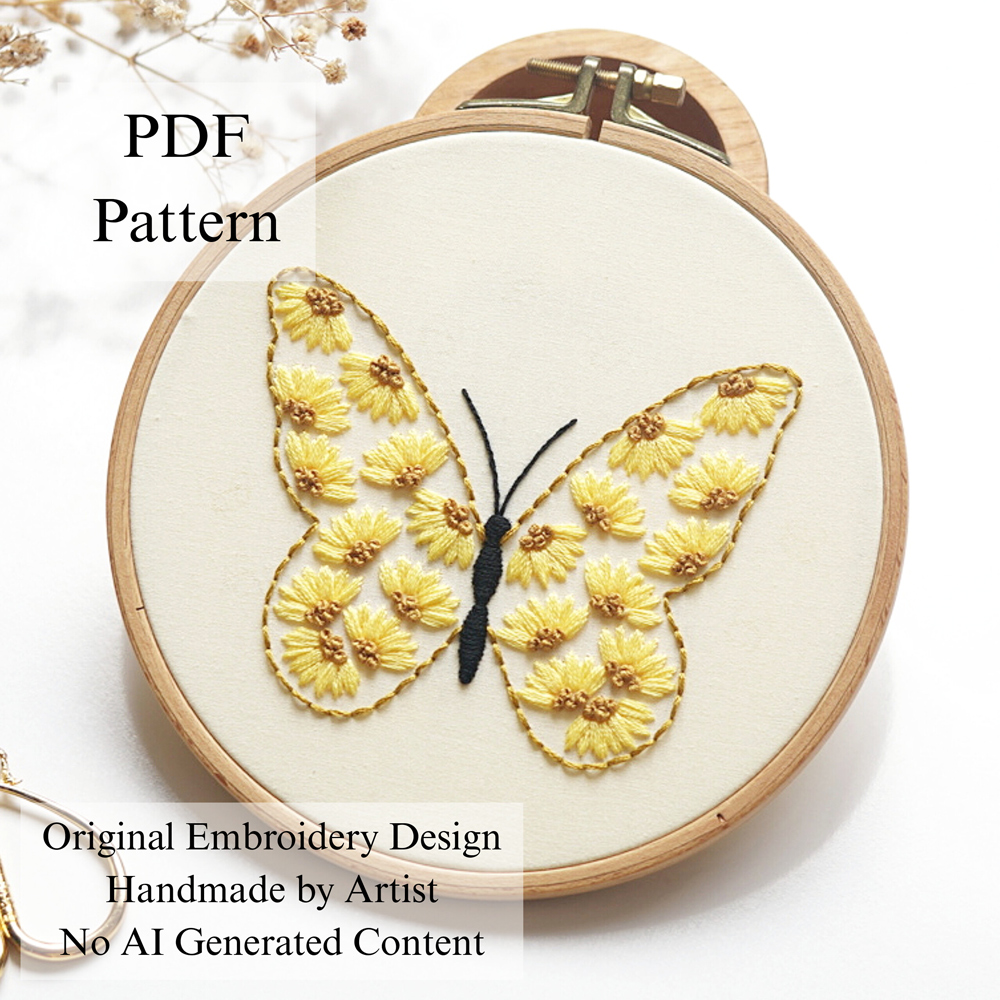 Butterfly-Sunflower embroidery