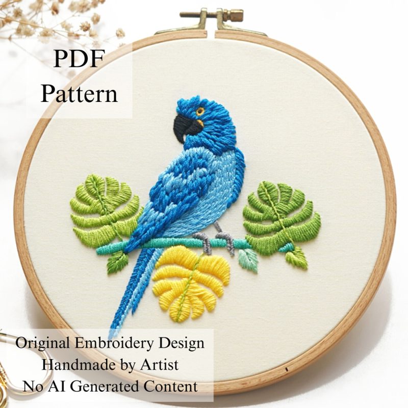 Hyacinth macaw-embroidery